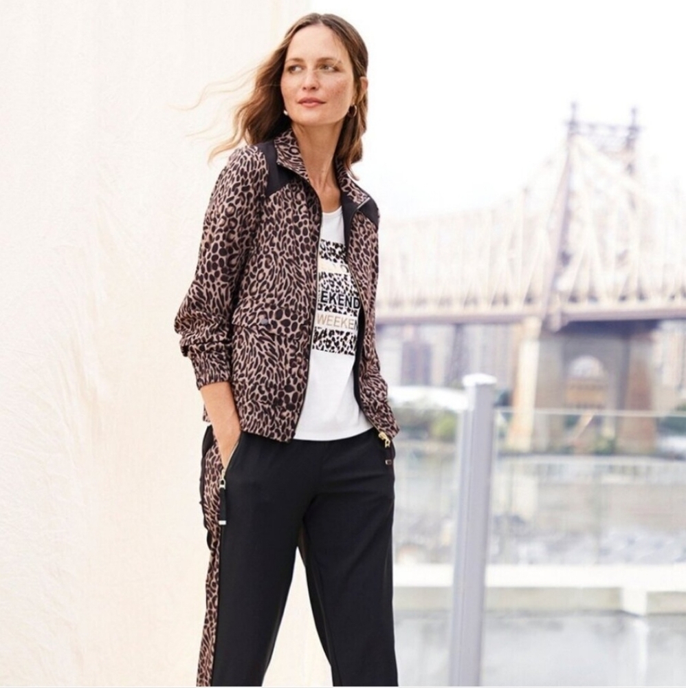 Chico’s Zenergy Cheetah Leopard Animal Print Jacket Spring Active Windbreaker 4